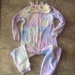 Plush unicorn onsie